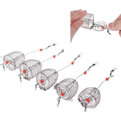 5Pcs Stainless Steel Wire Fishing Lure Conical Cage Fish Bait Lure Fishing Accessory Bait Cage Fishing Trap Basket Feeder Holder
