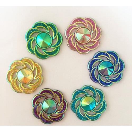 New 60pcs AB Resin Hollow Out 25mm Flower Flatback Rhinestone Wedding DIY Resin Ornaments PR84*10