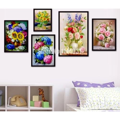 Full Diamond Embroidery Flowers Photo Diy 5D Diamond Painting Needlework Cross Stitch Diamond Mosaic Living Room Home Decor