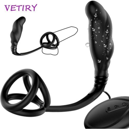 Heating Vibrator Anal Plug Prostate Massager Delay Ejaculation Ring Remote Control Butt Plug Penis Ring Sex Toys For Men 10 Mode