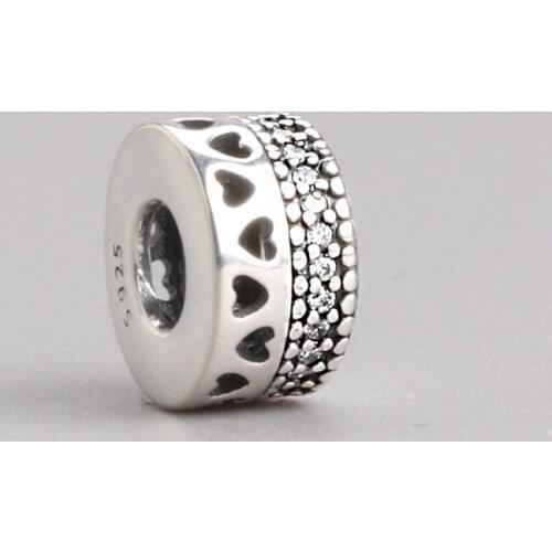 Authentic 925 Sterling Silver Creative Personality Inlaid Heart-shaped Beads Fit Original Pandora Bracelet For Women Diy Jewelry