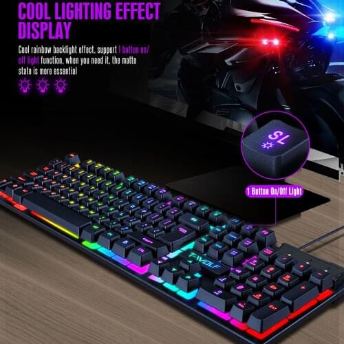 CARPRIE-teclado ergonómico con cable para juegos de ordenador, periférico con retroiluminación arcoíris, 104 botones, Usb, para