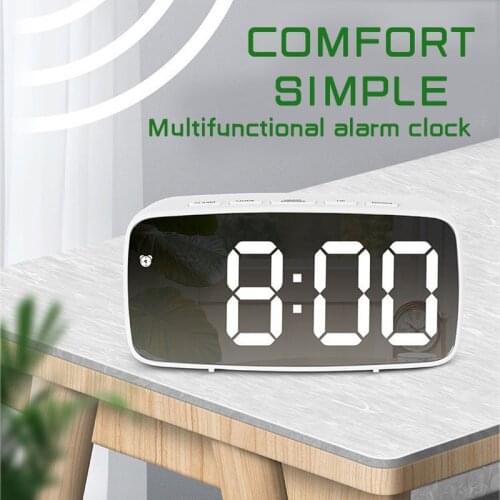 Digital Alarm Clock LED Mirror Electronic Clock Large LCD Display Clocks Noiseless Digital Table Clock With Temperature Calendar