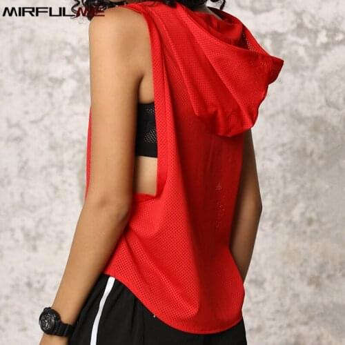 Summer Women Sport Vest Female Yoga Shirt Loose Training Pullover Running Hooded Vest Quick Dry Gym Tank Tops Sleeveless T-Shirt