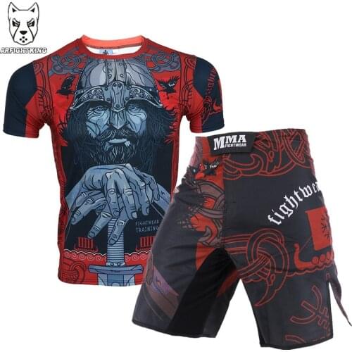 MMA T-shirts+Shorts Men Boxing Shorts Rashguard Mma BJJ Kickboxing Sets Muay Thai Crossfit Fitness Sport Jiu Jitsu Boxeo Jerseys