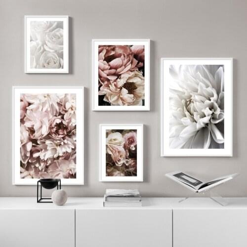 Dahlia Rose Peony Garden Flowers Curve Wall Art Canvas Painting Nordic Posters And Prints Wall Pictures For Living Room Decor