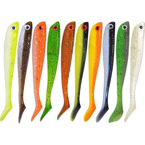 10pcs/set 2.8g/75mm Artificial Silica Gel Soft Bait Wobbler 3D Simulation Eyes Bite Resistant Bionic Bait Fishing Lure Outdoor