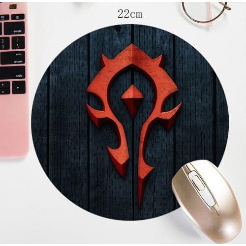 22X22CM WOW Round Mouse Pad Watercolor Prints Custom Mouse Mat World of Warcraft The Alliance The Horde Gaming Mousepad mat