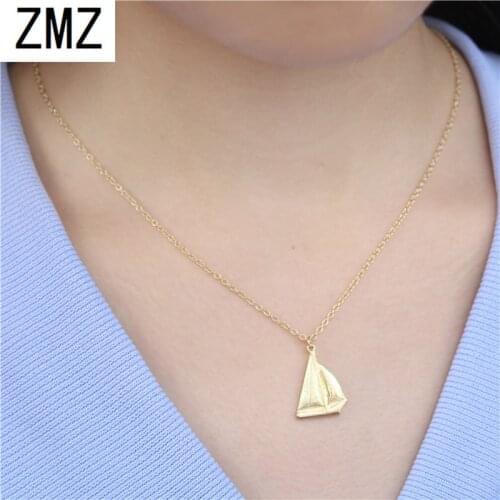 ZMZ 50pcs/lot Europe/US fashion The sailing pendant cute The sailing necklace gift for mom/girlfriend party gold/silver jewelry