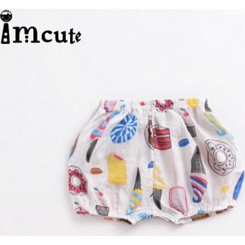 Summer New Baby Chiffon Fashion Casual Large PP Shorts Infant Print Color Cotton Linen Bloomers Toddler Girls Bread Pants 70-100
