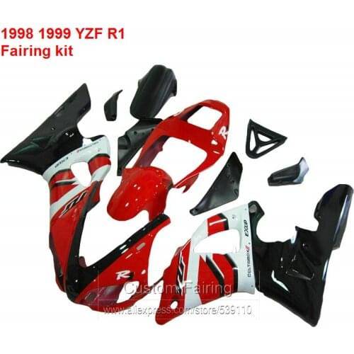 Fairings Body kit For YAMAHA YZF R1 1998 1999 model 98 99 ( Red + black ) yzf-r1 High quality Abs Fairing kit CN38