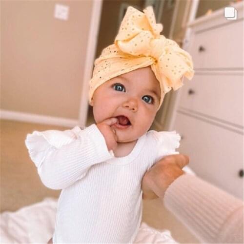 Baby Headband Hat Bowknot Mesh Turban Headband Toddler Kids Baby Boys Girls Solid Bow Knotted Hat Beanie Headwear Accessories