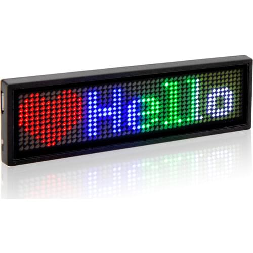 Rechargeable led name tag badge support German and other multi languages