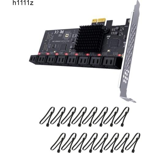 Chia Mining Riser 16 Port PCIE SATA Card PCI Express SATA Controller PCIE to SATA 3.0 Expansion Card PCI E X1 SATA3 6Gb w/ Cable