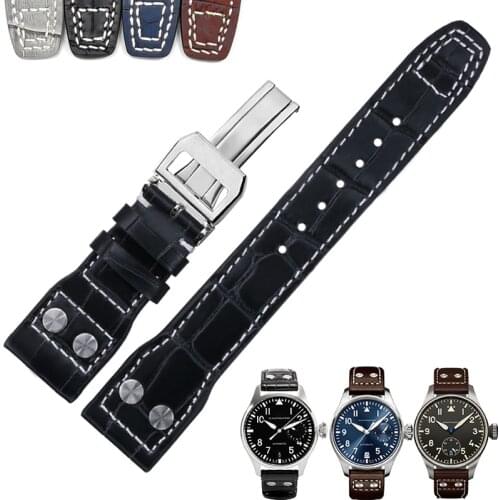 Watch Band For IWC PILOTS WATCHES PORTUGIESER Genuine Leather Men Cowhide Watch Strap Watch Accessories Watch Bracelet Belt