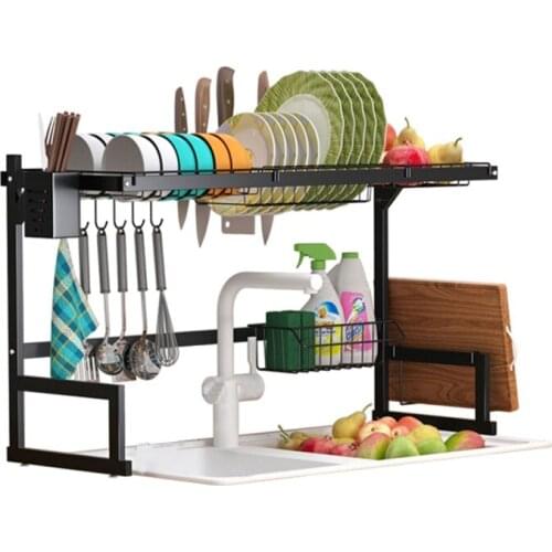 Stainless Steel Dish Drying Rack Over the Sink Kitchen Storage Shelf Counter-top Space Saver Stand Tableware Drainer Organizer