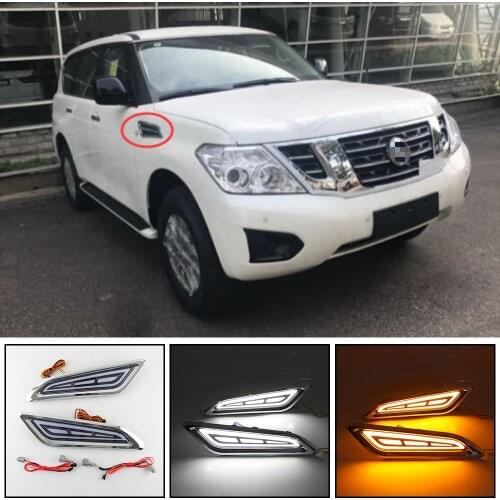 LED DRL Flowing Turning Light Signal Lamp Side Vents Sticker For Nissan Patrol Y62 Armada Accessories 2015 2016 2017 2018 2019