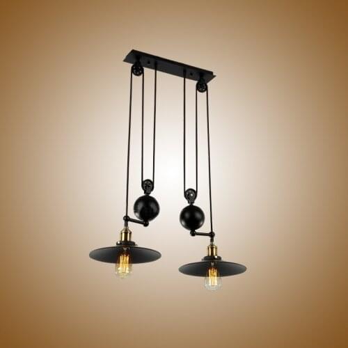 Retractable Loft Pendant Lamp Cafe Lighting LED Loft Adjustable 2 Heads Bar Suspension Light Bedroom Home Pendant Light PA0355