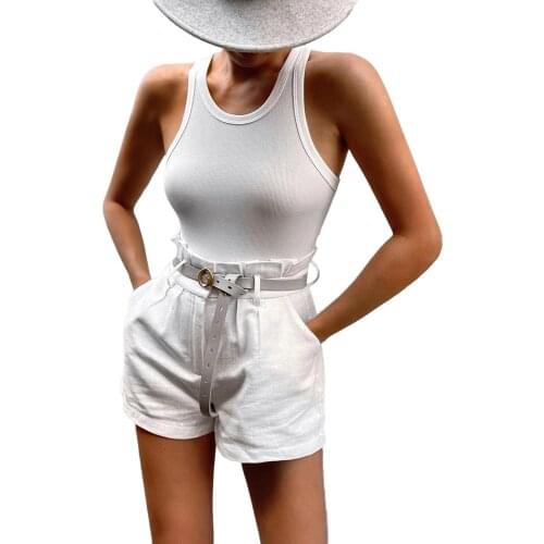 Women Close-fitting Sexy Vest, Solid Color Round Collar Sleeveless Tops, S/ M/ L/ XL