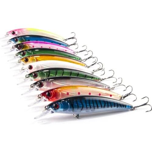 10pcs/lot Hot Sell Minnow Fishing Lure Laser Floating Wobblers 11CM 13.5g Hard Bait Bass Fresh Saltwater Plastic Fishing Tackle