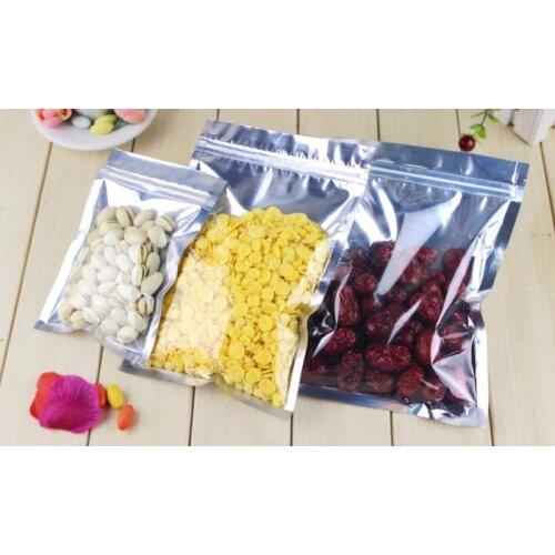 100Pcs/Lot Aluminum Foil/ Clear Bag Self Seal Zipper Packing Bags Resealable Mylar Zipper Lock Food Packaging Bag Pouch