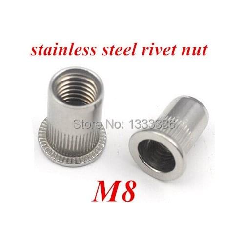 100pcs M8 Flat Thread Rivet Nut Rivnut Insert Nutsert column Nut SUS304 stainless steel