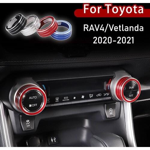 2Pcs Car AC Control Knob Cover For Toyota RAV4 Vetlanda 2019 2020 2021 Control Knob Trim Button Cover Auto Interior Accessories