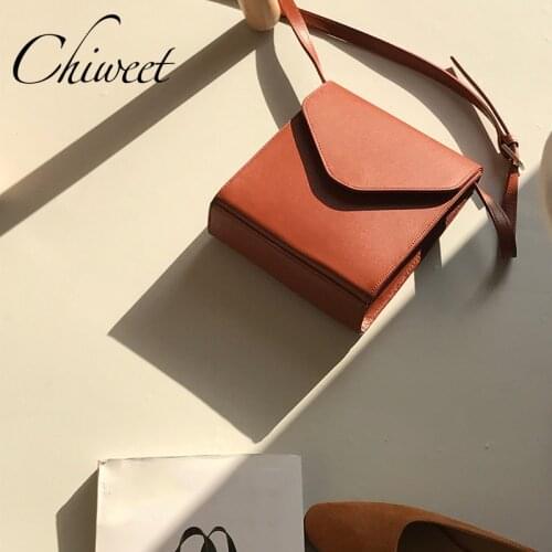 2020 Brand Chic Simple PU Leather Handbag Design Square Solid Envelope Purse Women Messenger Bags Casual Lady Flap Shoulder Bag