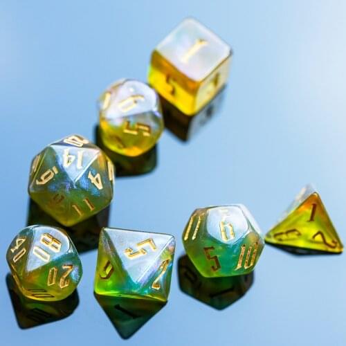 7Pcs/Set Gray/Orange/Blue DND Dice Set D4 D6 D8 D10 D% D12 D20 with Glitter Polyhedral Dice for Board Game DND RPG MTG Dice