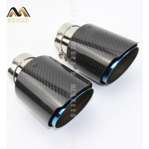 Car accessories Exhaust Tail Pipes Glossy Carbon Muffler Tip Tail End Universal Stainless Steel Straight Flange blue For Bmw E46