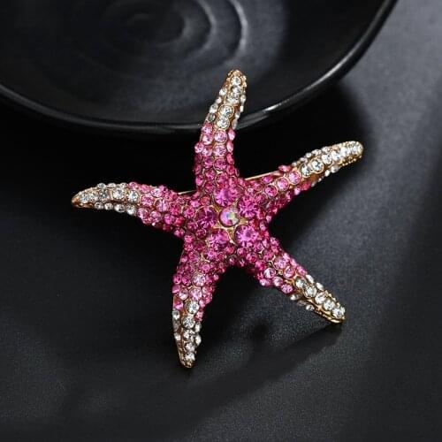YADA INS Rhinstones Starfish Pins&Brooches for Womens Mens Clothes Scarf buckle collar jewelry pins Starfish Brooches BH200035