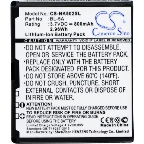 CS 800mAh / 2.96Wh battery for Nokia Asha 502 BL-5A