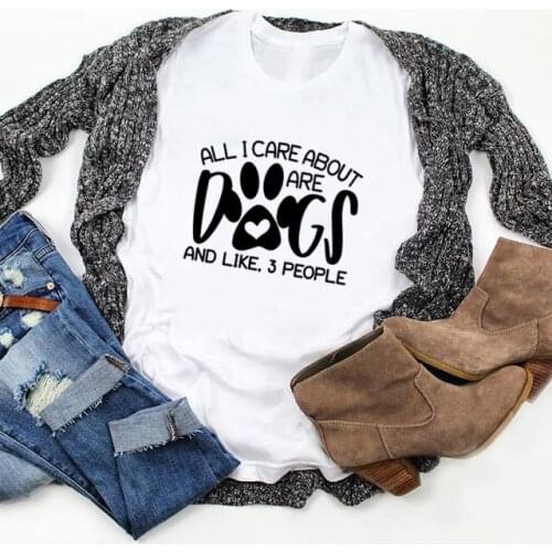 All I Care about Are Dogs Slogan T-shirt Dog Mom Paw Graphic Funny Top Tee Shirt Casual Summer Tumblr Aesthetic Tshirt Outfit