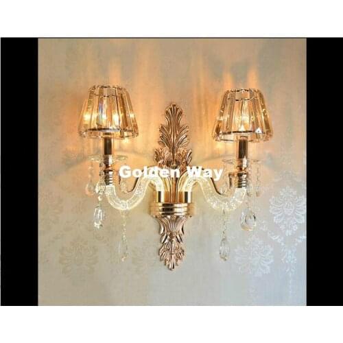 K9 Crystal Wall Lamps Elegant European Wall Light with Crystal Shades Wall Sconces for Home Living Bedroom Dining Room Lighting