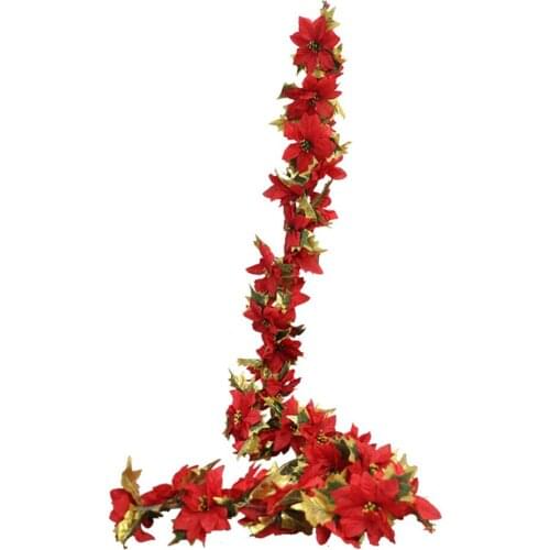 Wreath Artificial Red Fruit Long Vine Poinsettia Cane Decorations Simulation Hotel Window Door Christmas
