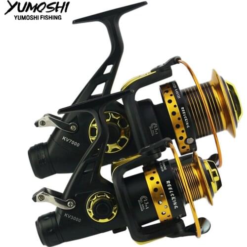 NEW yumoshi Metal fishing reels 13+1BB pesca carretilha CNC Rocker Arm Fishing Reel Type spinning Reel Anti-seawater wheel KV