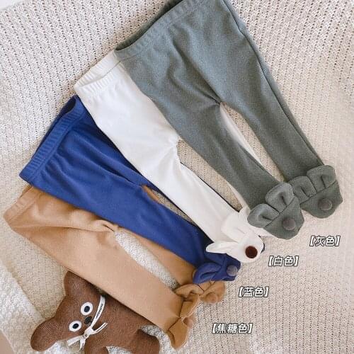 Girls Leggings 2021 Spring Autumn Korean New Baby Clothes Kids Girls Solid Cartoon Leggings Toddler Trousers Girls Casual Pants