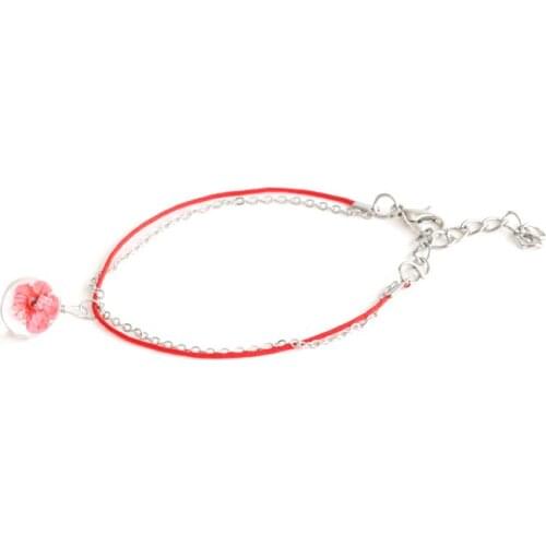 Fashion Dried Flower Bracelet Bohemia Jewelry 100% Handmade Bracelet for Women Gift Glass Bracelet Red Rope Gift Small Jewelry