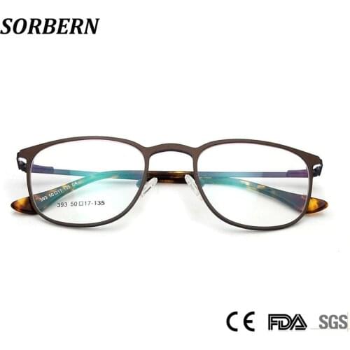 SORBERN Women Stainless Steel Optical Glasses Frames Men Elegant Metal Prescription Eyewear Light Square Eyeglasses Spectacles