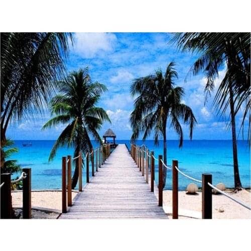 Nature Diamond Painting Kits for Adults,Crystal Diamonds Art, Summer Beach Picture DIY Art Craft for Home Decor