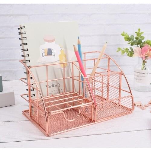 Wrought Iron Desktop Sstorage Organizer Shelf Multifunctional Simple Student Creative Stationery Office Supplies