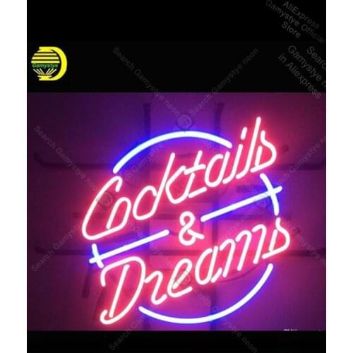 Neon sign For Cocktails And Dreams Neon Bulb sign display Iconic Beer bar Pub Handcraft Lamp neon signs for home neon sign logo