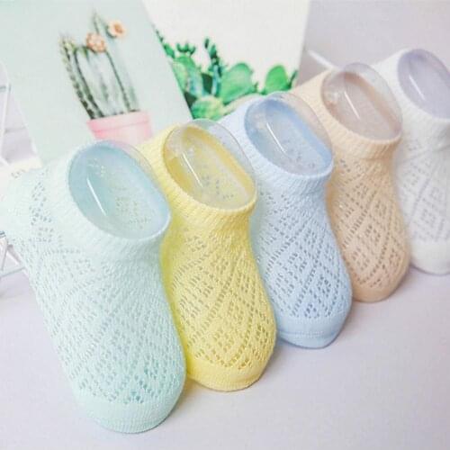5 Pairs Newborn Children Unisex Skin-Friendly Socks Cotton Children Kids Summer Breathable Hollow Holes Low Cut Boat Socks