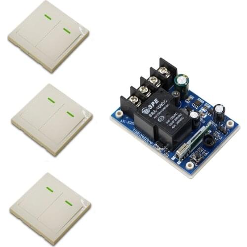 New Style 30A Relay 1 CH Wireless Remote Control Switch 3 Transmitter With 1 Receiver Used Be In Wide Voltage DC12V 24V 36V 48V