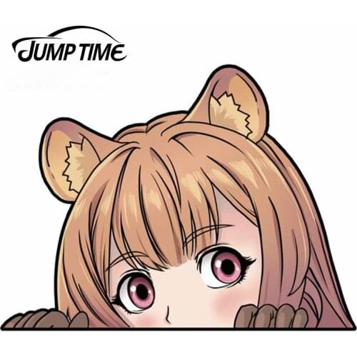 JumpTime 13 x 9.6cm Spice and Wolf Holo Peeker Car Stickers Vinyl Material Decal Occlusion Scratch Personality For JDM SUV RV