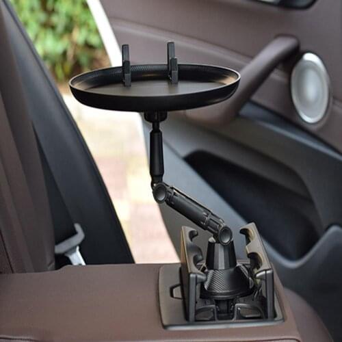 Car Tray Holder 360 Degree Adjustable Insert Cup Holder Car Food Tray Folding Dining Table Non-Slip Tray With Phone Holder