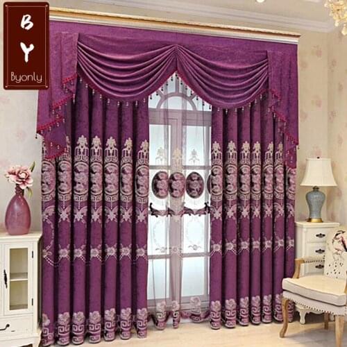Luxury European Velvet Chenille with High Shading Curtains for Living Dining Room Bedroom