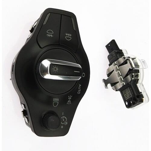 SCJYRXS 1Set Chrome Auto Headlight Fog Lights Knob Switch + Rain Sensor 8U0955559BC 8K0941531AS For A4 A5 S5 Q5 B8 8K0 941 531AS