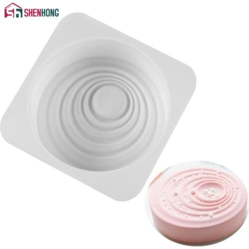 SHENHONG Round Ripple Silicone Mould Mousse Cake Mold For Baking Home Party Baking Christmas Wedding silikon Moldes silicona