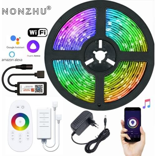LED Strip Lights WIFI Smart Controller RGB Home Decoration Ribbon Lamp Flexible String Bluetooth Remote Intelligent Voice Diode